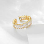 Baguette CZ 18K Gold Silver Anti Tarnish Adjustable Band Ring Bulk