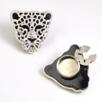 Wholesale Leopard Head Style Gold Silver Rhinestone Brass Button Cover