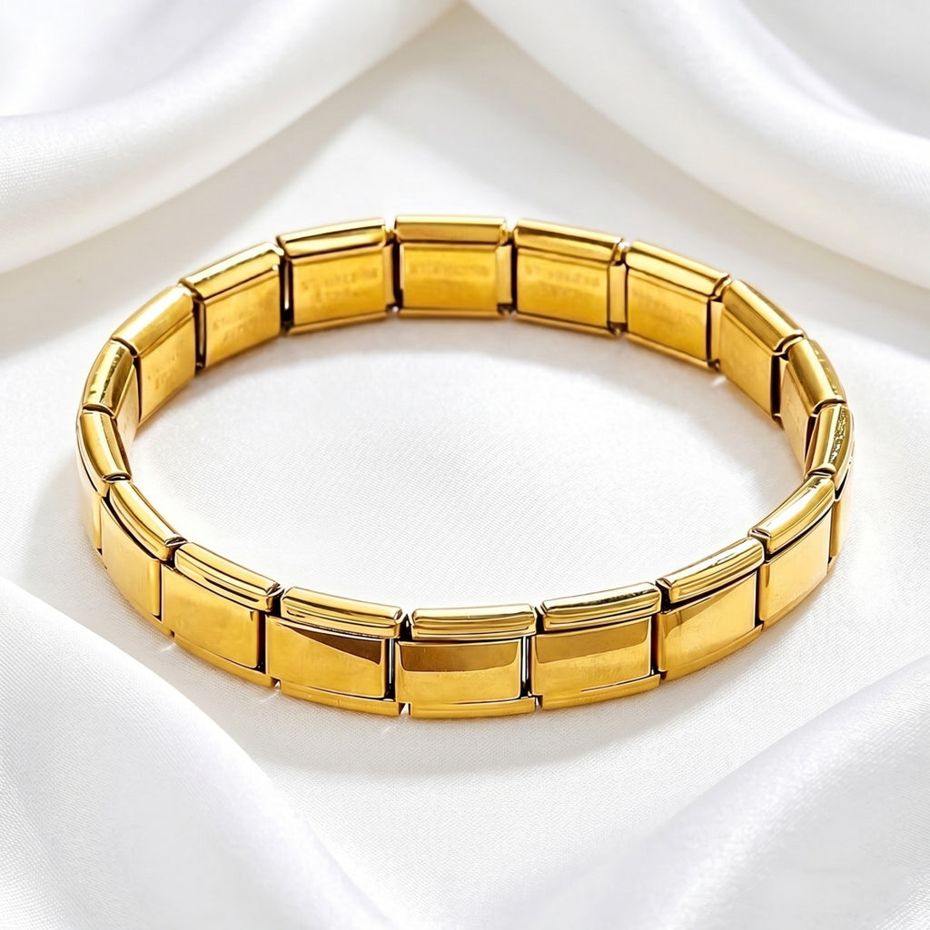 Gold Silver Bricks Anti Tarnish Stainless Steel Bracelet For Women Bulk
