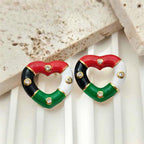 Multi Color Heart Gold Silver Plated Enamel Copper Stud Earrings Bulk