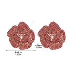 Flower Floral Pink Cubic Zirconia Crystal Stud Earring For Women Bulk