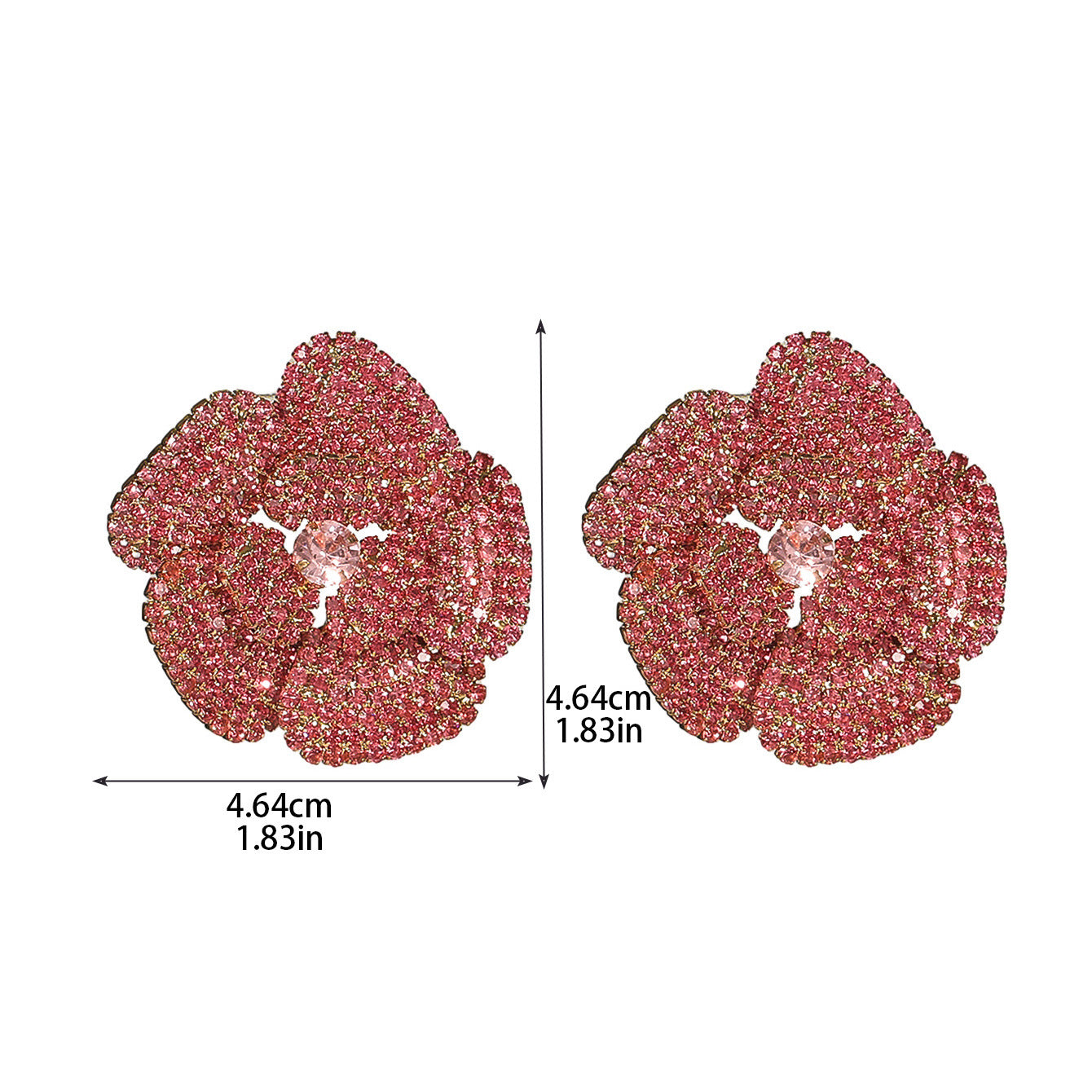 Flower Floral Pink Cubic Zirconia Crystal Stud Earring For Women Bulk