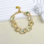 White Geometric Link Baguette Gold CZ Copper Necklace Combo Set Bulk