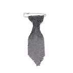 Designer Black Rhinestone Crystal Silver Plated Tie Shape Brooch Bulk