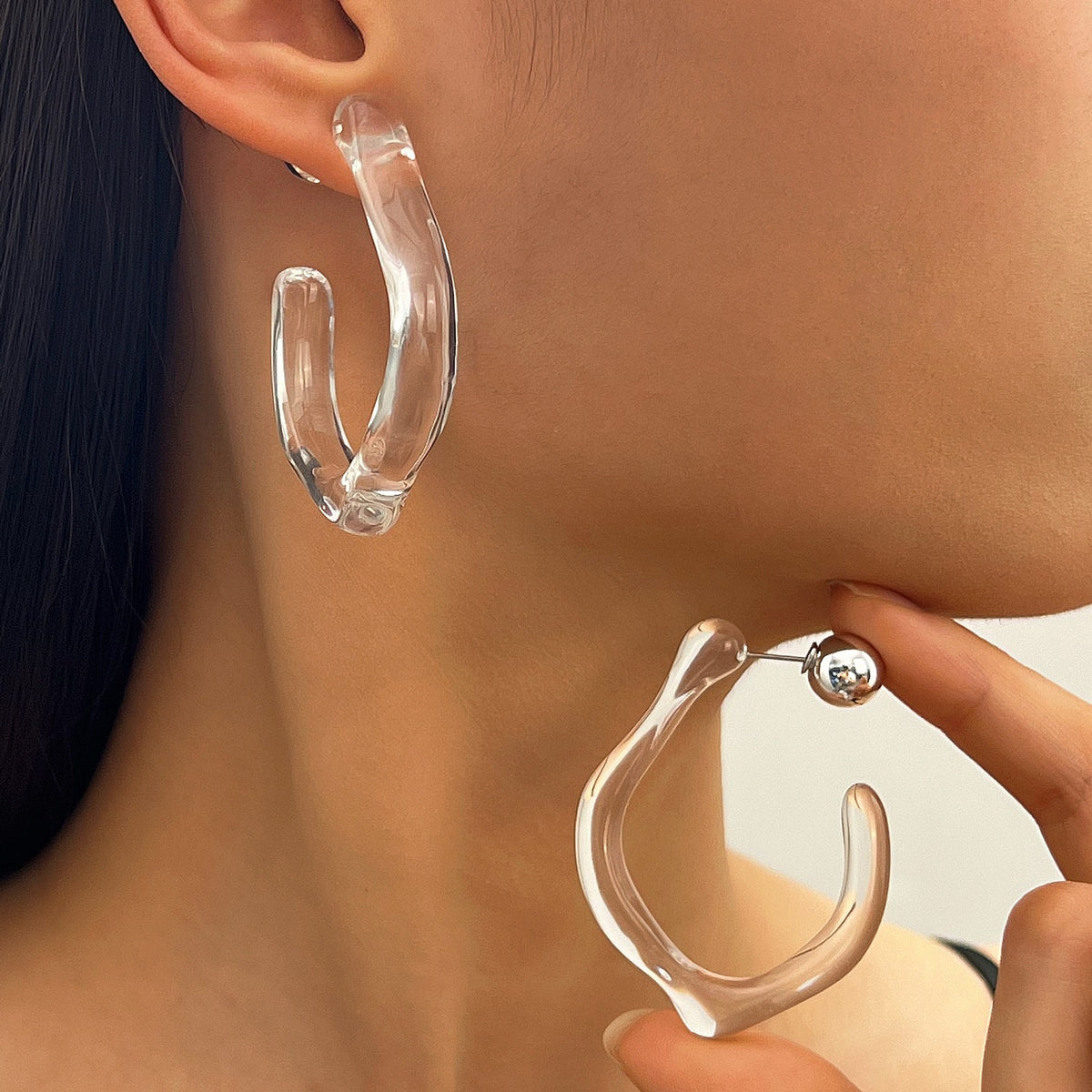 Designer Dual Shape Silver Plated Stainless Steel Hoop Earrings Bulk