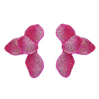 Flower Blue Pink 18K Gold Stainless Steel Anti Tarnish Dangler Earring For Women