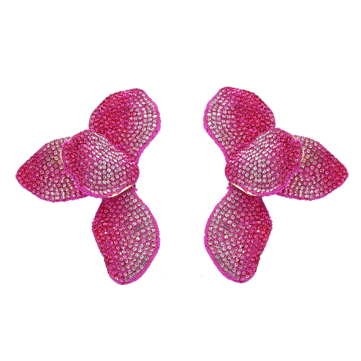 Flower Blue Pink 18K Gold Stainless Steel Anti Tarnish Dangler Earring For Women