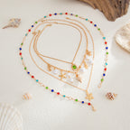 Multi Color Ocean Shell Gold Plated Crystal Necklace For Women