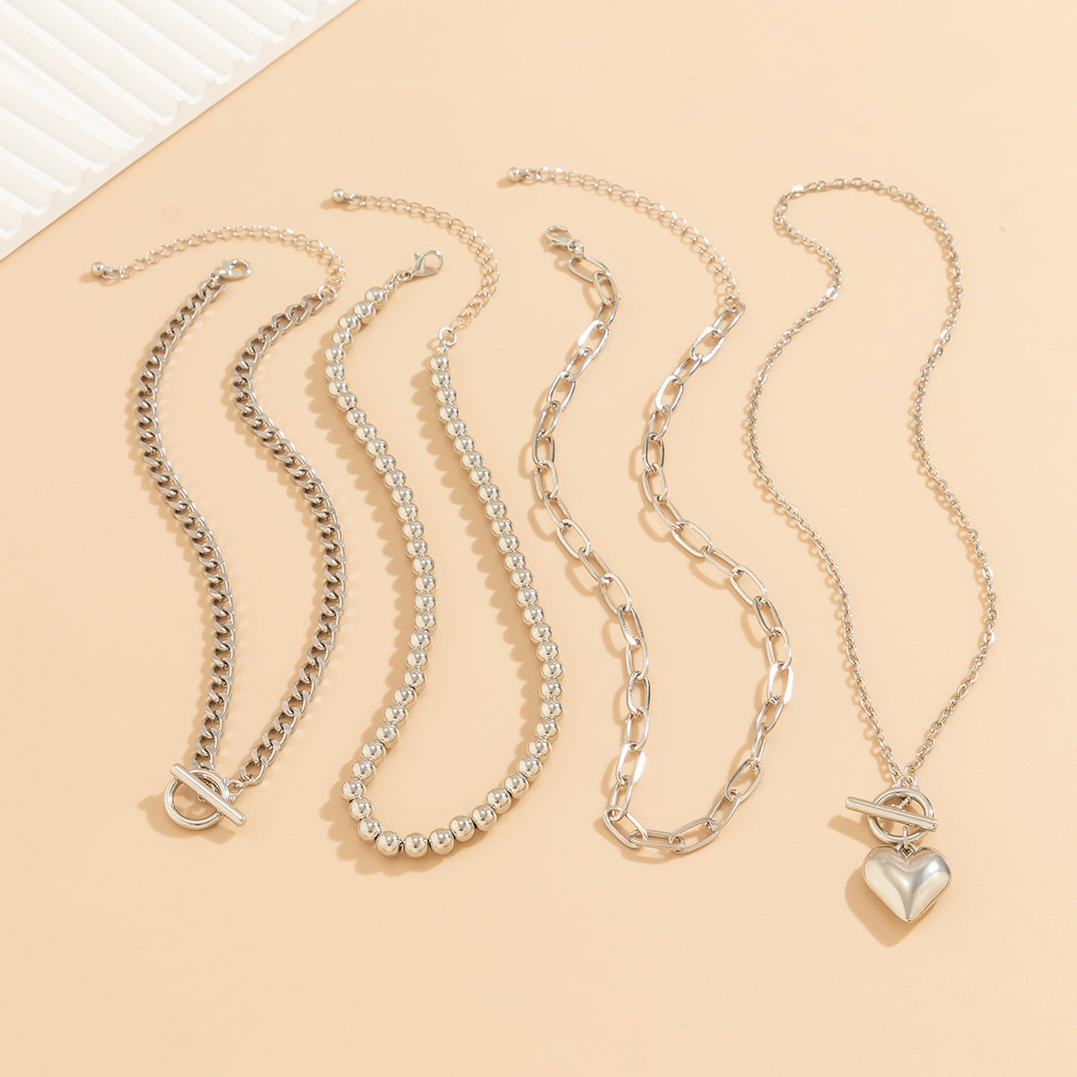 Heart 18K Gold Silver Anti Tarnish Layer Link Chain Necklace Bulk