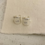 Bow Ribbon Glossy Silver Ear Cuff Earring Pair For Women Bulk