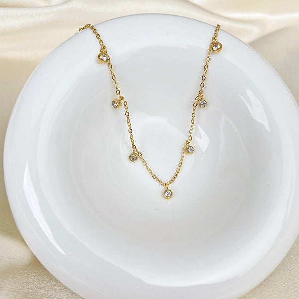 Solitaire 18K Gold CZ Stainless Steel Anti Tarnish Necklace Chain Bulk Secondary image