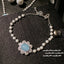 Bulk Blue Flower Silver Plated Cubic Zirconia  Bracelet For Women