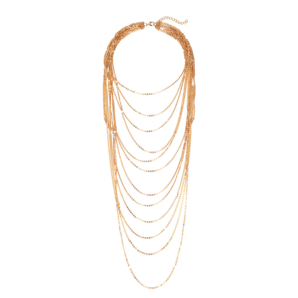 18K Gold Multi-Layer Long Necklace Chain For Women Bulk