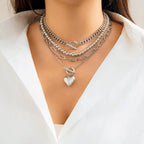 Heart 18K Gold Silver Anti Tarnish Layer Link Chain Necklace Bulk
