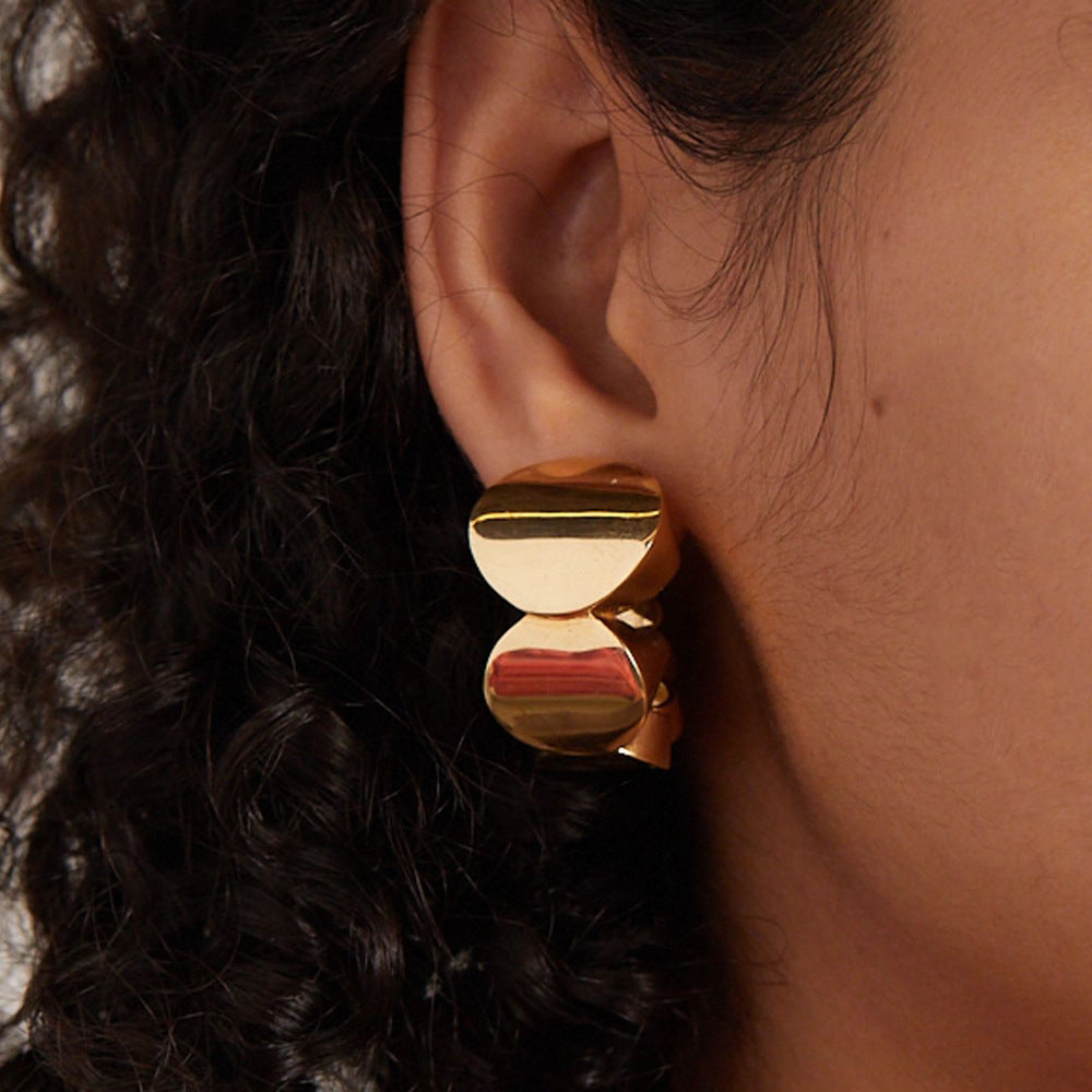 Minimalist Chunky Heart Shape Gold Stainless Steel Hoop Earrings Bulk Main image
