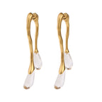 Luxury Sculptural Gold Plated Crystal Teardrop Dangler Earrings Bulk