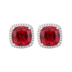 Square Silver Red Green Blue CZ Anti Tarnish Stud Earring Bulk