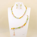 Multi Color Designer Oval-Cut Gold CZ Copper Necklace Combo Set Bulk