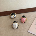 Beetle Black Pink Enamel Crystal Free Size Ring For Women Bulk