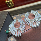 Silver Statement Chandelier Cubic Zirconia Copper Hoop Earrings Women Bulk