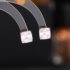 Square Solitaire White Green Blue Pink Silver CZ Stud Earring Bulk