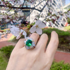 Cushion Drop Green Solitaire Silver Anti Tarnish Free Size Ring Bulk