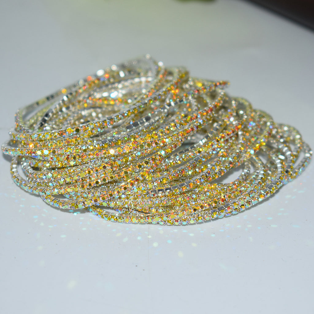 18K Gold Silver Multi Rhinestone Bracelet Bangle Adjustable Women Bulk