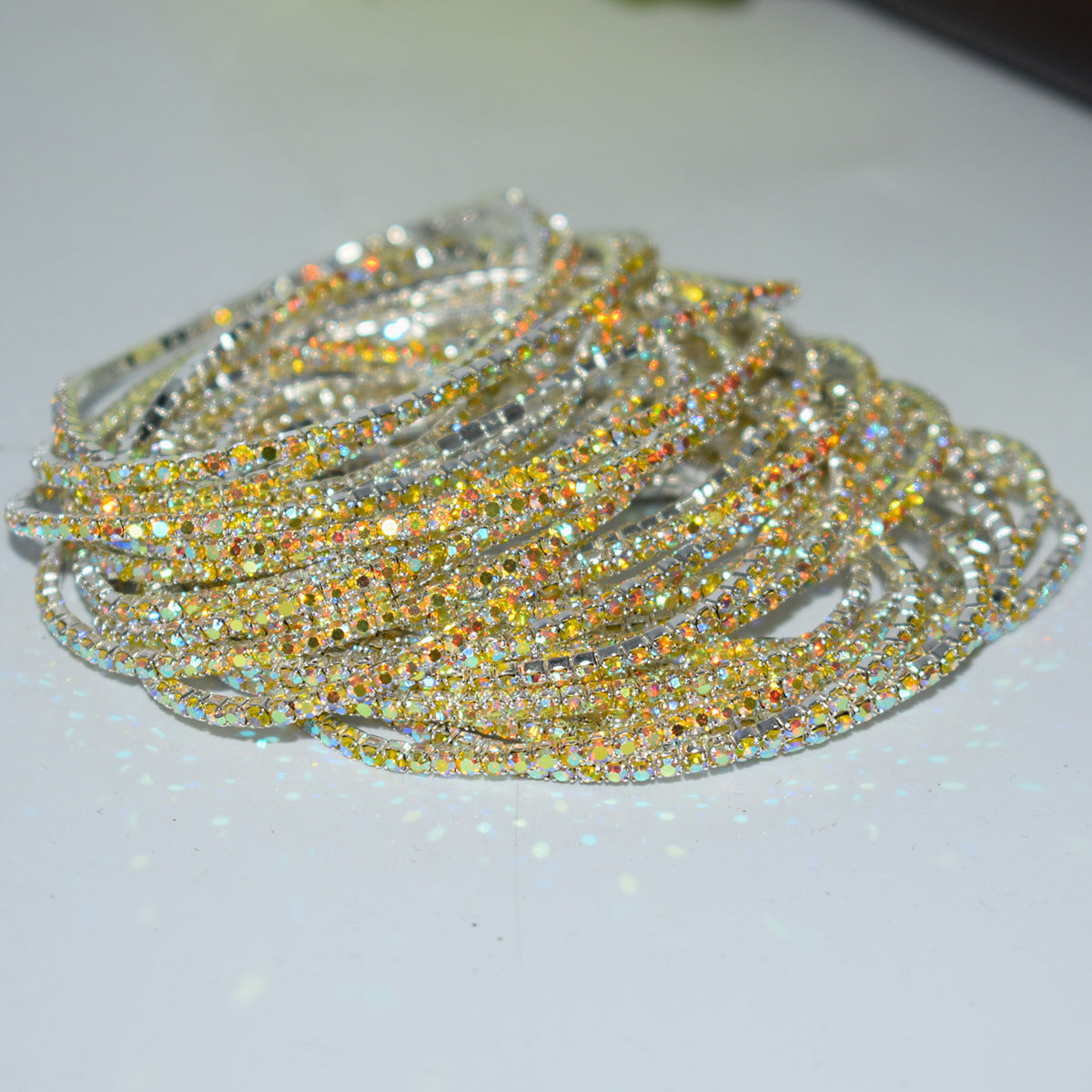 18K Gold Silver Multi Rhinestone Bracelet Bangle Adjustable Women Bulk