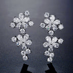 Floral Flower 18K Gold CZ Anti Tarnish Dangler Earring Bulk