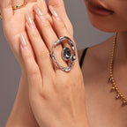 Rope Oval Jet Black Silver Anti Tarnish Free Silver Ring Bulk