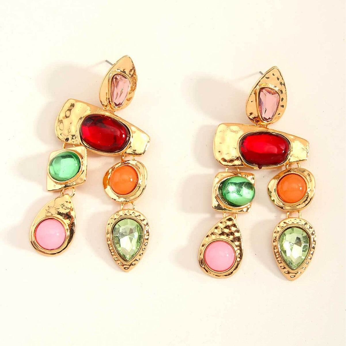 Multi Color Gold Plated Cubic Zirconia Dangler Earrings Bulk Secondary image