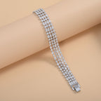 Bulk Double Line Emerald Cut Gold Silver Plated CZ Copper Bracelet