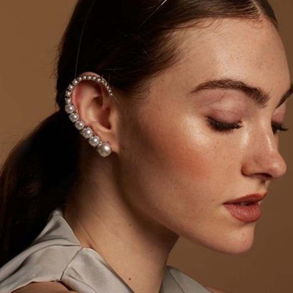 Pearl Gold Ear Cuff Earring Pair For Women Bulk Secondary image