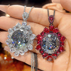 Luxury Oval Cluster Silver CZ Anti Tarnish Copper Pendant Chain Bulk