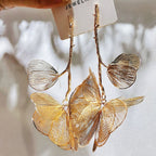 Bulk Gold Leaf Flower Gold Plated Alloy Dangler Earrings For Women