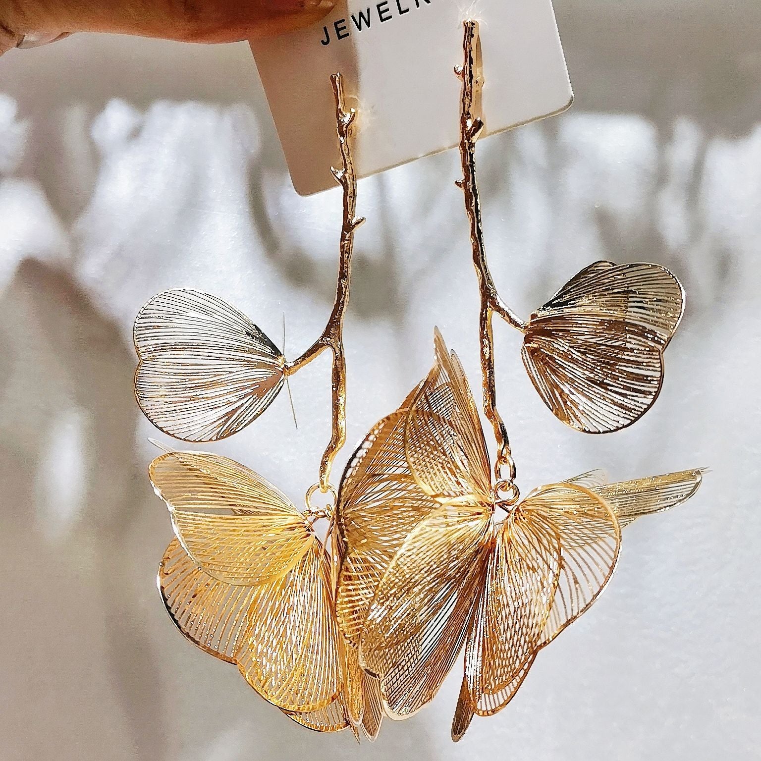 Bulk Gold Leaf Flower Gold Plated Alloy Dangler Earrings For Women