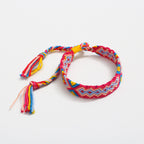 Bohemian Rainbow Braided Threads Adjustable Bracelet For Women Bulk
