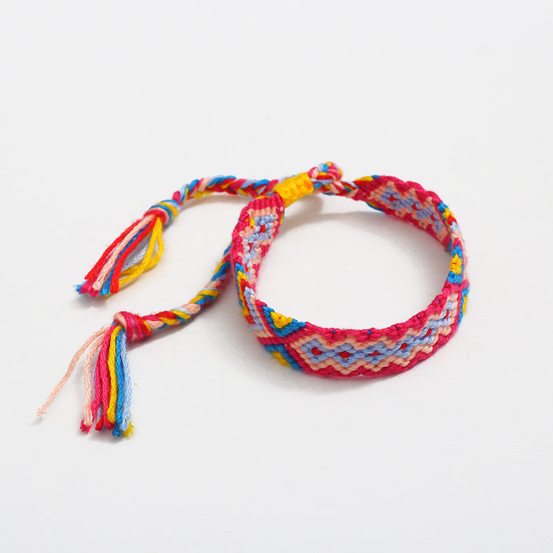 Bohemian Rainbow Braided Threads Adjustable Bracelet For Women Bulk