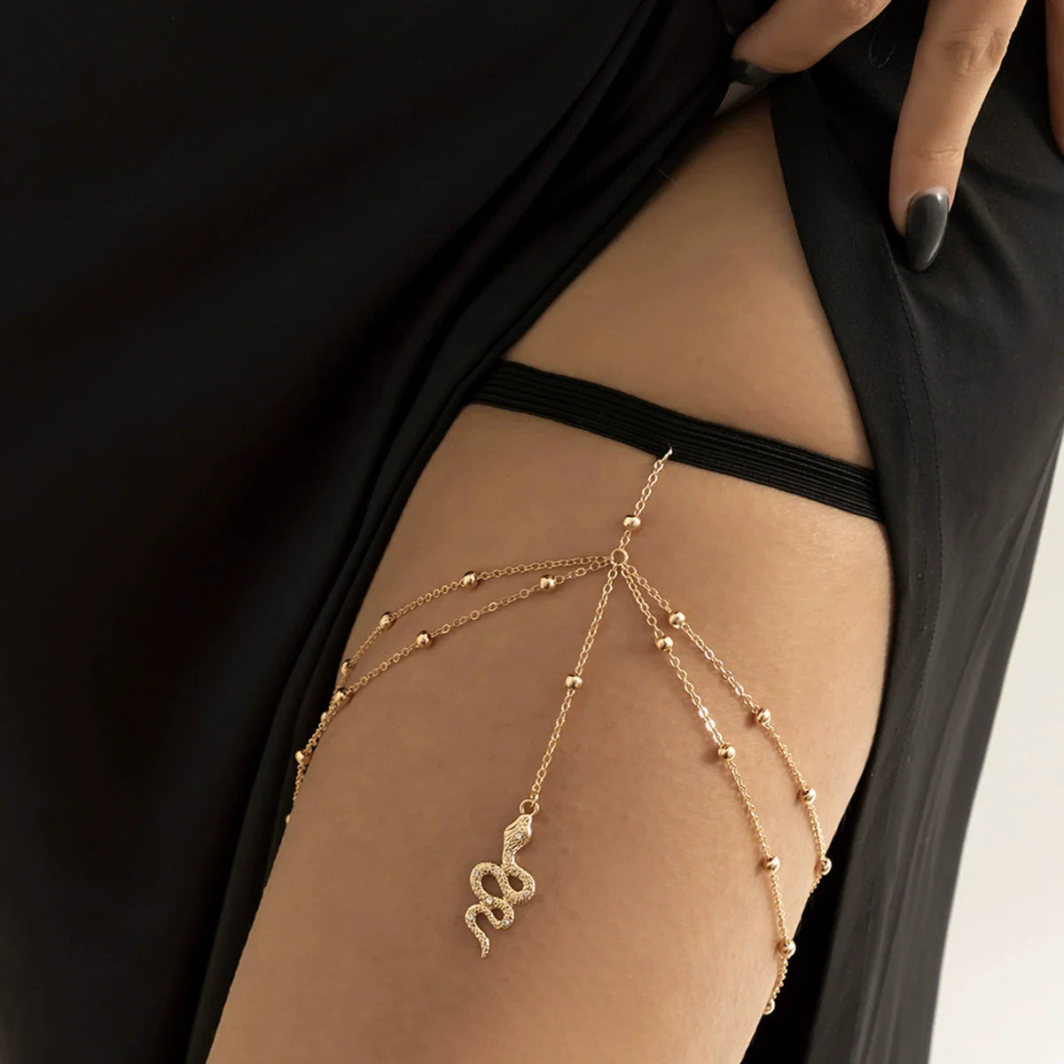 Wholesale Multi-Chain Design Gold Plated Beads Thigh Chain For Women Secondary image