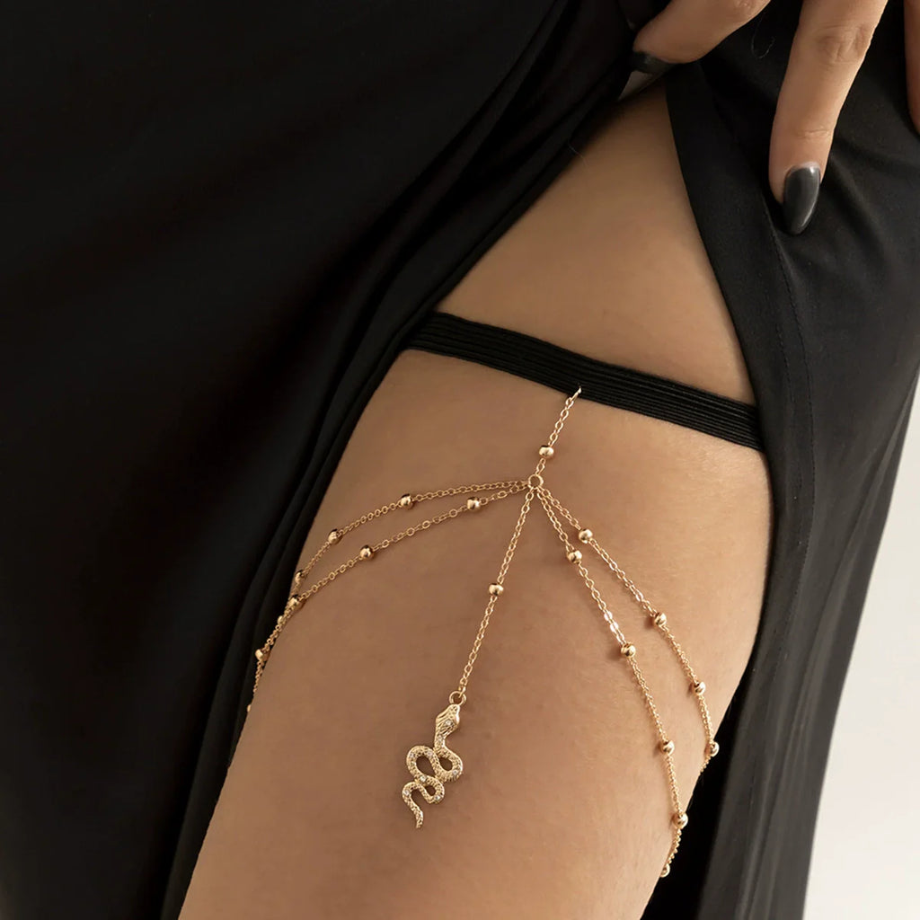 Wholesale Multi-Chain Design Gold Plated Beads Thigh Chain For Women