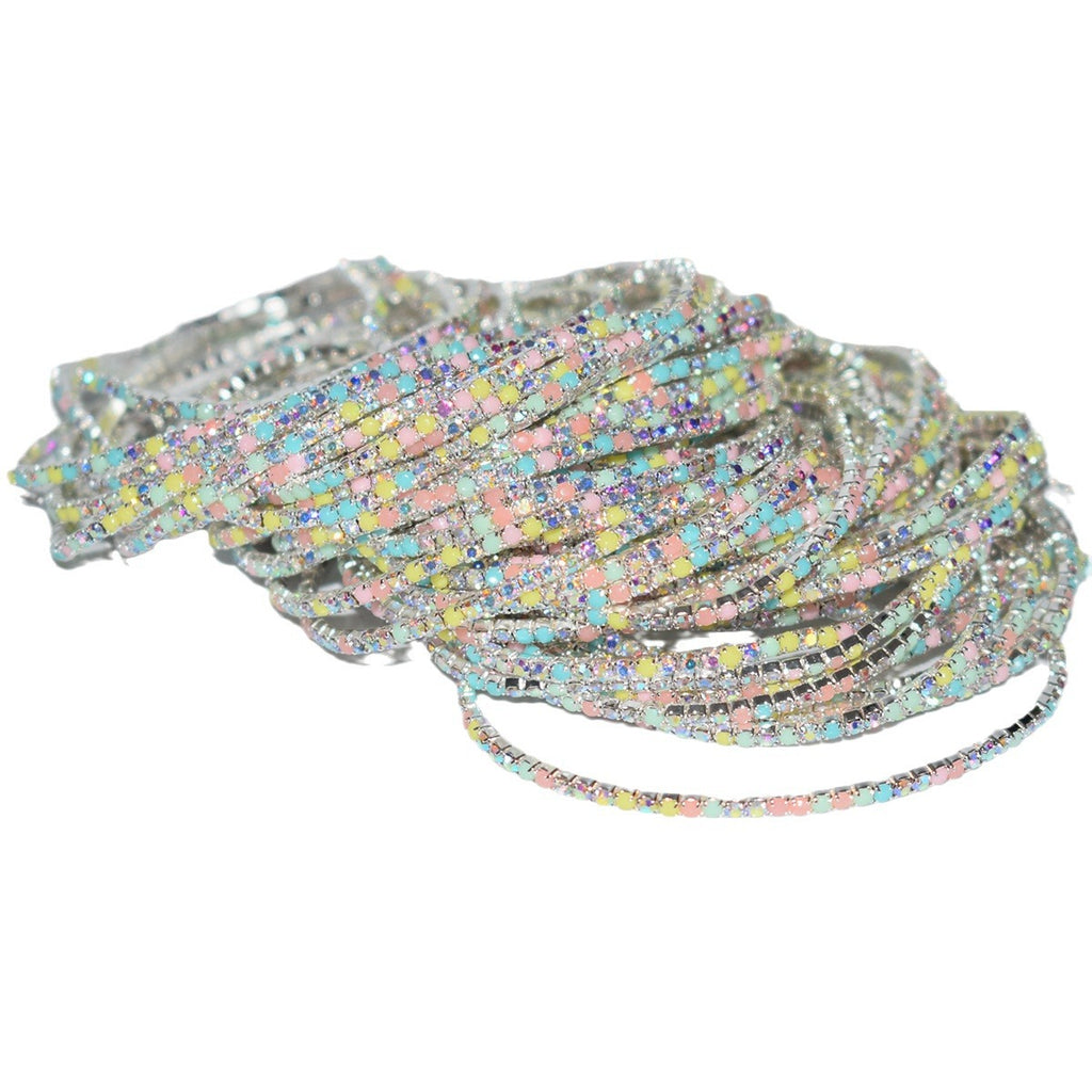 18K Gold Silver Multi Rhinestone Bracelet Bangle Adjustable Women Bulk
