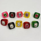 Designer Multi Color Enamel Gold Plated Square Cocktail Ring Bulk