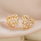 Heart Baguette Cubic Zirconia 18K Gold Anti Tarnish Stud Earring Bulk
