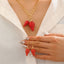 Luxury Strawberry Charm Gold Enamel Copper Necklace Earring Set Bulk