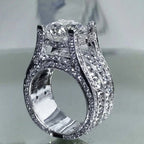 Luxury Triple Band Silver CZ Copper Anti Tarnish Solitaire Ring Bulk