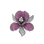 Floral Flower Silver Blue Gold Pink CZ Anti Tarnish Brooch Bulk
