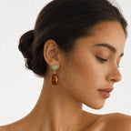 Multi Color Round Teardrop Gold Beads Dangler Earrings For Women Bulk
