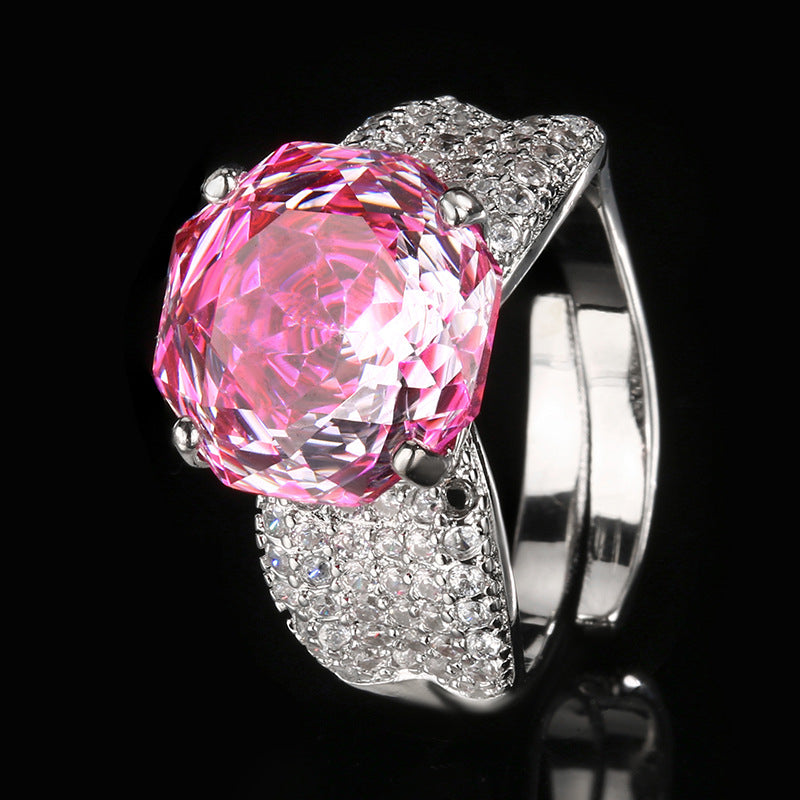 Rose Solitaire Cubic Zirconia Silver Anti Tarnish Adjustable Ring Bulk