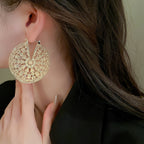 Filigree Wheel 18K Gold Anti Tarnish Hoop Earring For Women Bulk