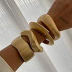 Matte Finish Wave 18K Gold Openable Kada Bracelet Pack Of 4 Women Bulk